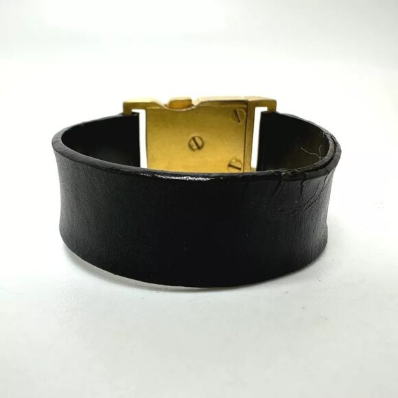 CHANEL CC Mark 00A Bracelet Gold Plated/Leather Black/GoldHardware - Picture 3 of 16